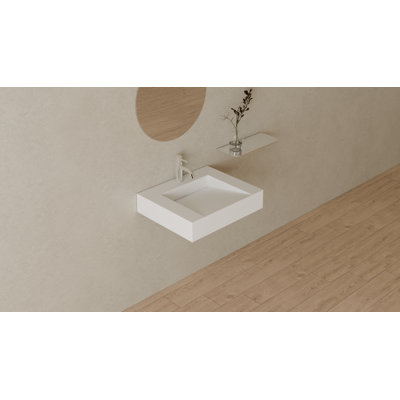 Lavabo de salle de bain mural carré en résine 23,6 po x 19,6 po Badeloft WT-04-E-M