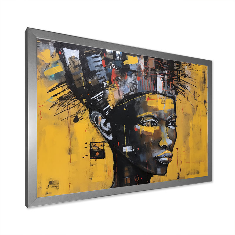 Warrior Queen Contemporary African, Cadre simple argenté, H 16 po x l 32 po x P 1 po