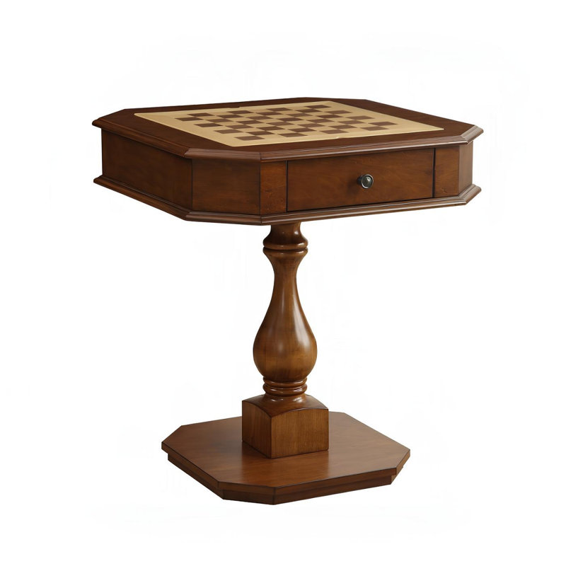 Table de jeu octogonale en merisier brun de 71 cm (28 po) avec tiroir