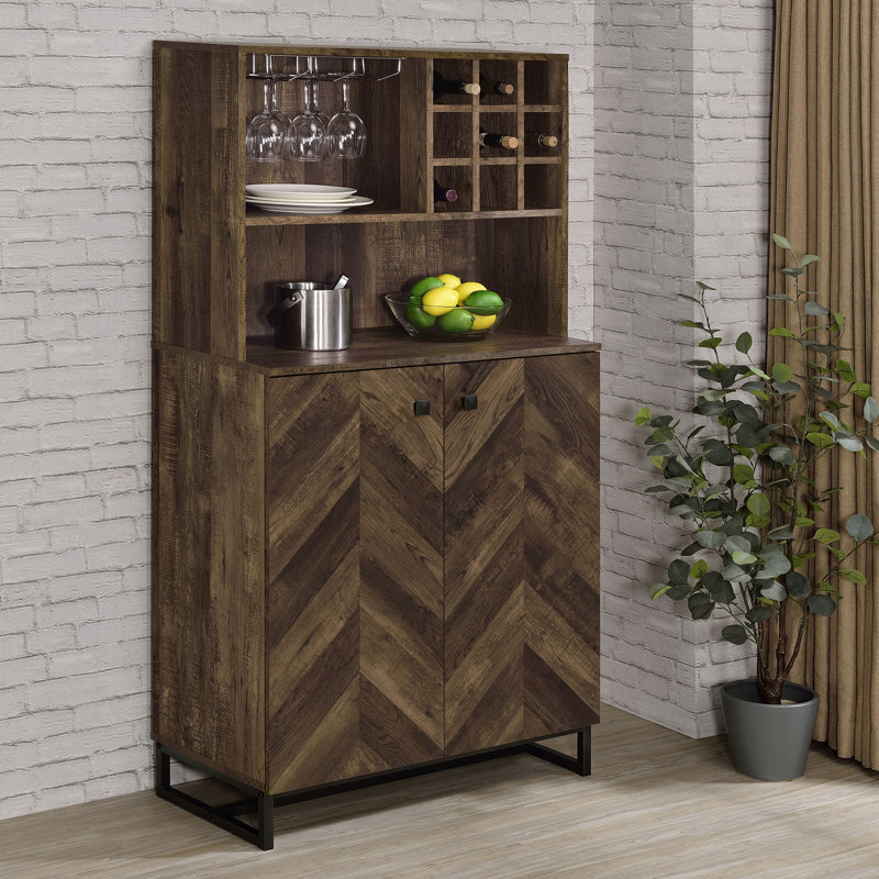 Harlie Rustic Oak 2-doors Wine Cabinet