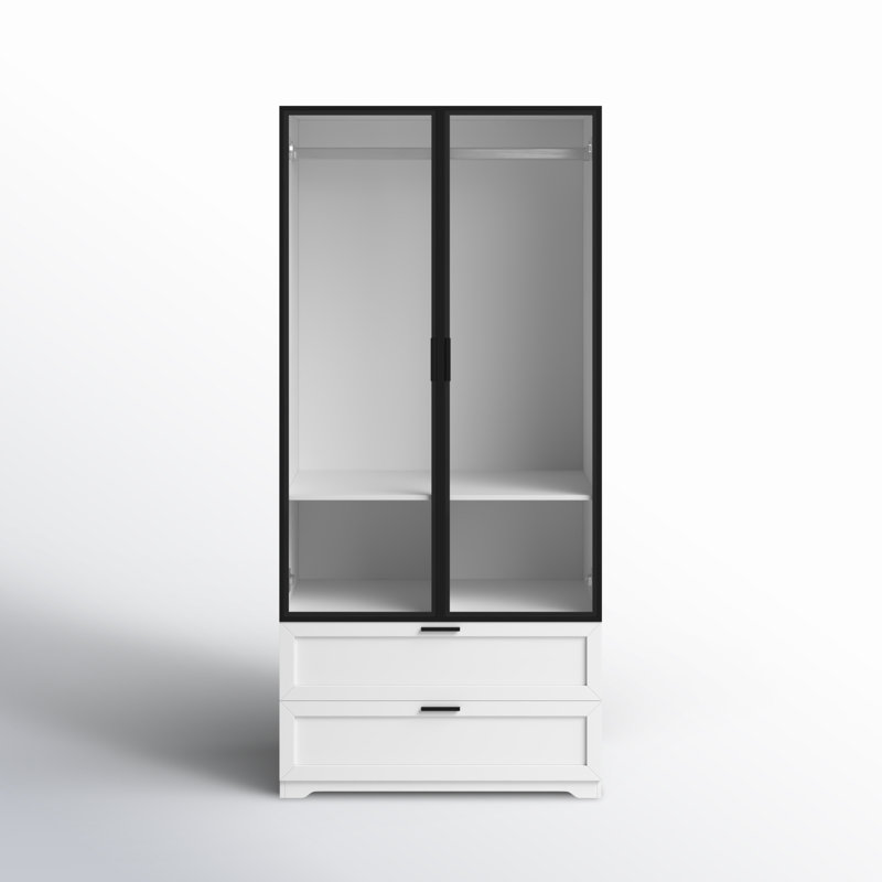 Bubalo Armoire, Wardrobe with Human Body Sensor Light, White