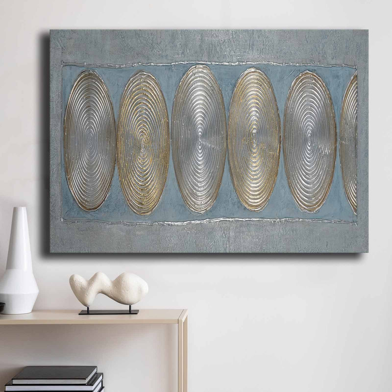 Art mural texture ellipse argentée - 39,4 po x 27,6 po