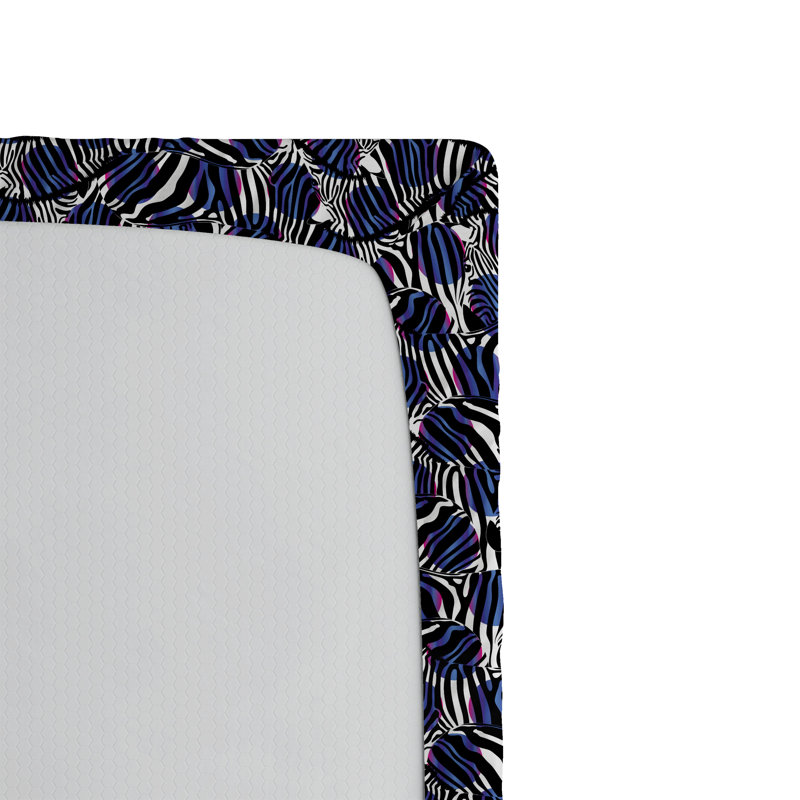 Drap-housse à motif floral Ambesonne, Drap-housse de taille simple, Noir, blanc, violet / imprimé animal