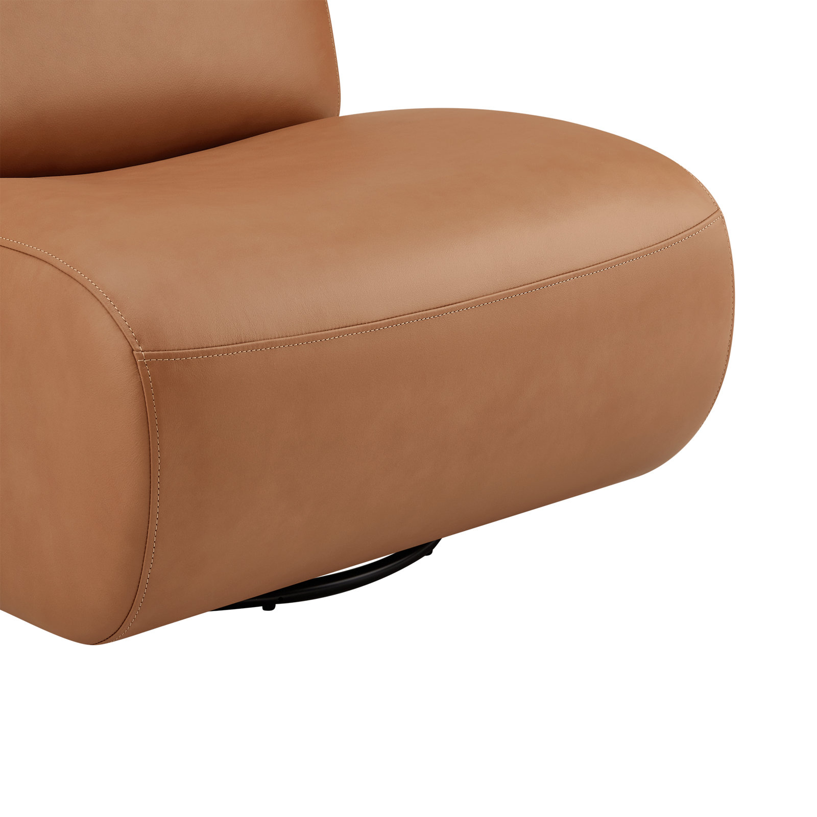 Nita 33'' Swivel Upholstered Accent Chair, Brown Genuine Leather