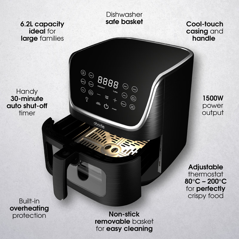 Abode AAF6200 6.2L Digital Air Fryer - Black