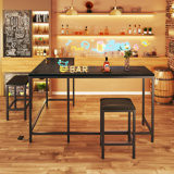 Bar Table And Chair Set 2 Stool Small Convertible Dining Table