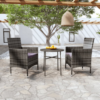 Katalayah 2 - Person Patio Dining Set with Round Table , Cushions Included