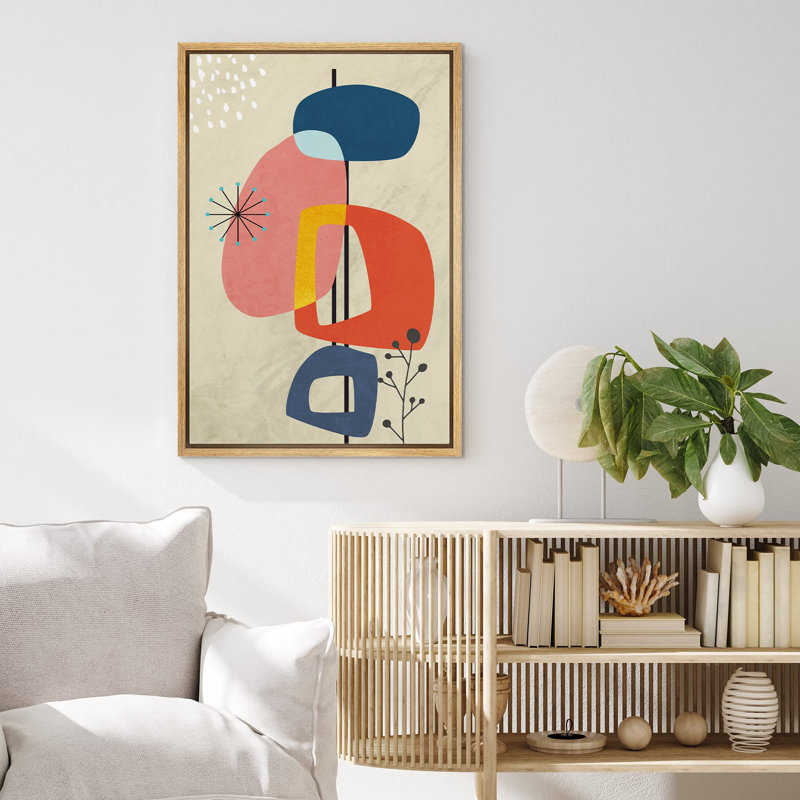Style Mid-Century coloré, années 1960, Polygones, formes abstraites, décorations géométriques boho, Naturel