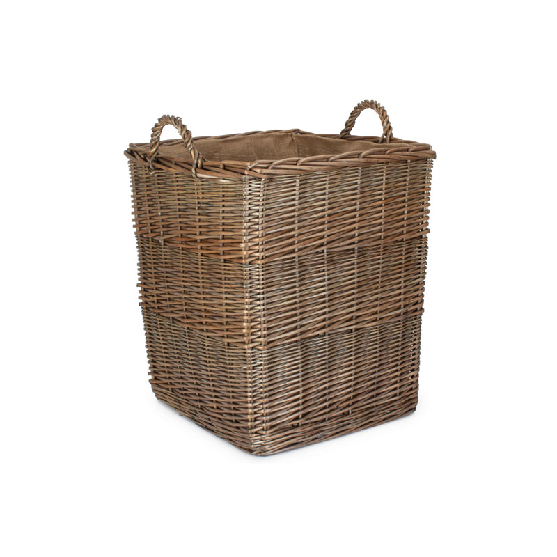 Wicker Log Basket with Lining, 147.45, 64cm H x 48cm W x 48cm D