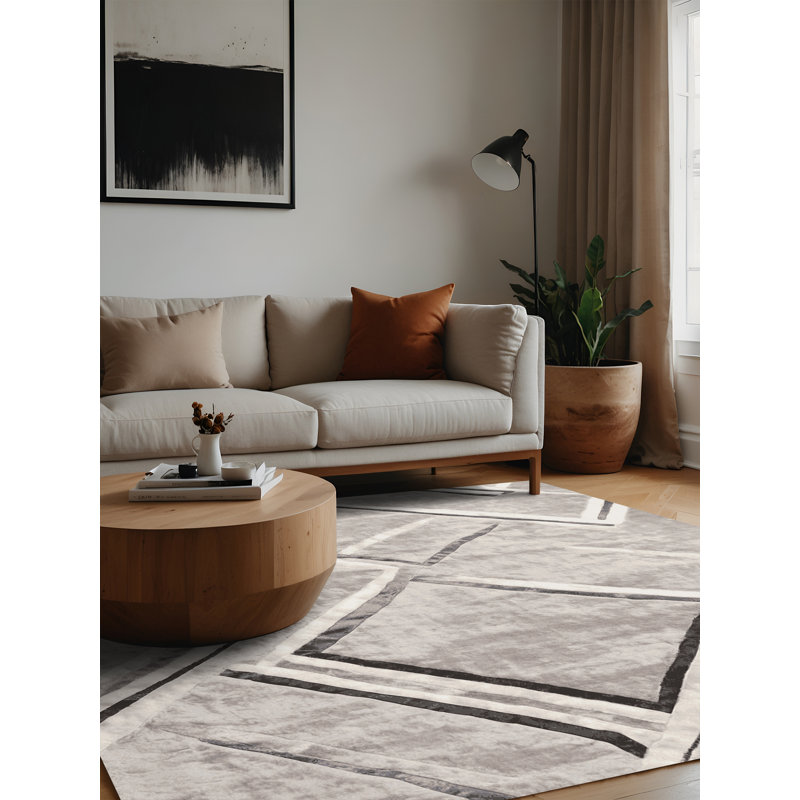 Tapis beige lavable à la machine, Carré 6 pi