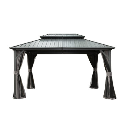 10' X 12' Gazebo, Aluminum And Galvanized Steel, Gorgeous For Deck Gazebo With Steel Canopy Seclusion Netting Backyard