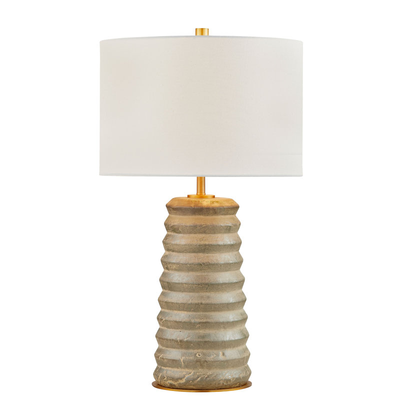 Lampe de table en résine de 25,5 po avec abat-jour en tissu Josephine, brun / gris