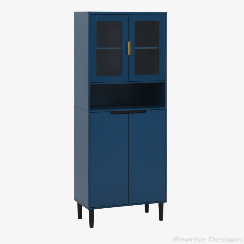 Grande armoire d'exposition avec rangement, Bleu