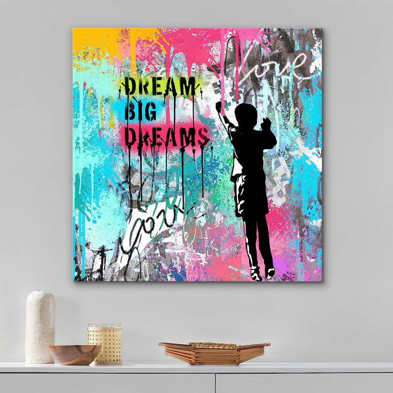 «Pop Urban Street Dream Big Dreams Banksy», impression multicolore de graffiti sur toile, art audacieux