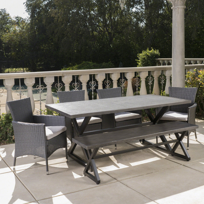 Kiser Rectangular 6 - Person 70.5" Long Dining Set with Cushions, Grey