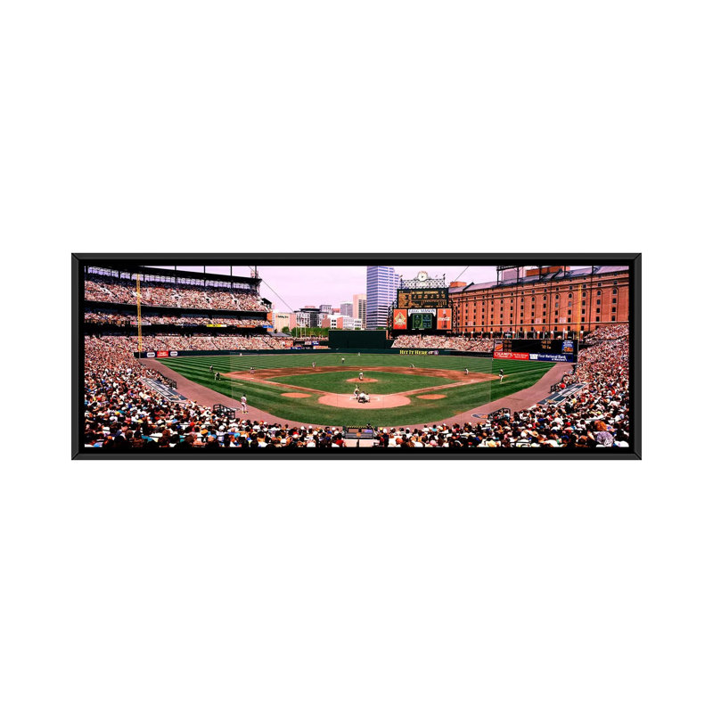 " High Angle View Of A Baseball Field, Baltimore, Maryland ", 20" H x 60" W x 1.5" D, Black Framed Canvas