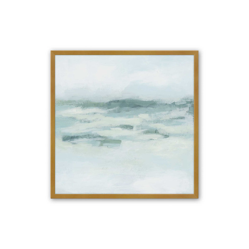 Doux océan turquoise, impression, H 13,75 po x l 13,75 po, Cadre ouvert en angle, or poli