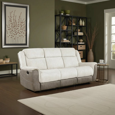 Canapé inclinable moderne et contemporain de 86 po avec revêtement en chenille bicolore et en microfibre polie Walden