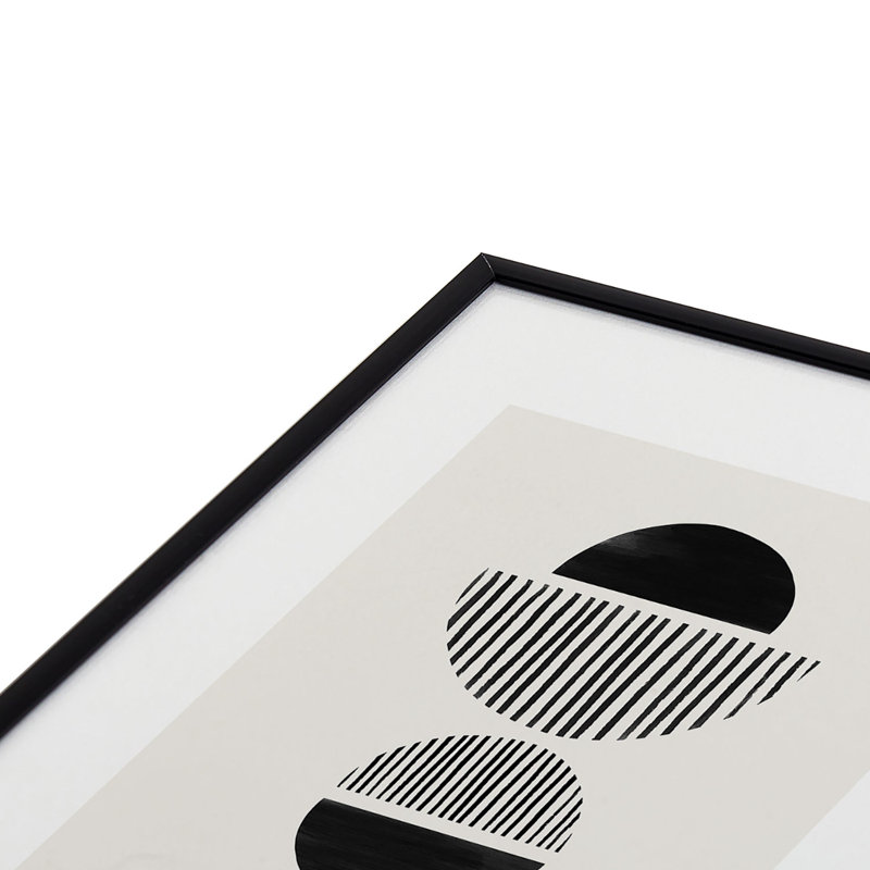 Balancing Stripes No1 noir encadré sur papier, Noir, H 10 po x l 8 po