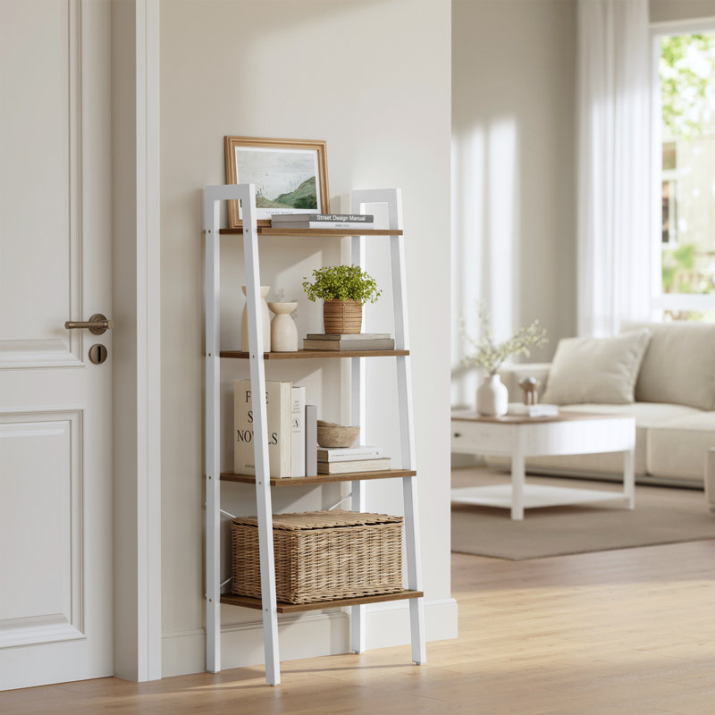 Étagère à livres en acier H 54 "x l 22,1" Parik, Blanc/brun rustique