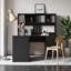 Bureau 60 po noir antique + rehausse - 2 tiroirs, tablettes ouvertes, plateau imperméable, hauteur 65 po, poste de travail classique-1239435708