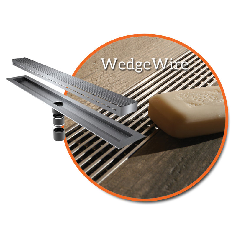 Drain de douche à grille linéaire wedgewire Garda Line, H 2,5 po x l 30 po x P 0,75 po