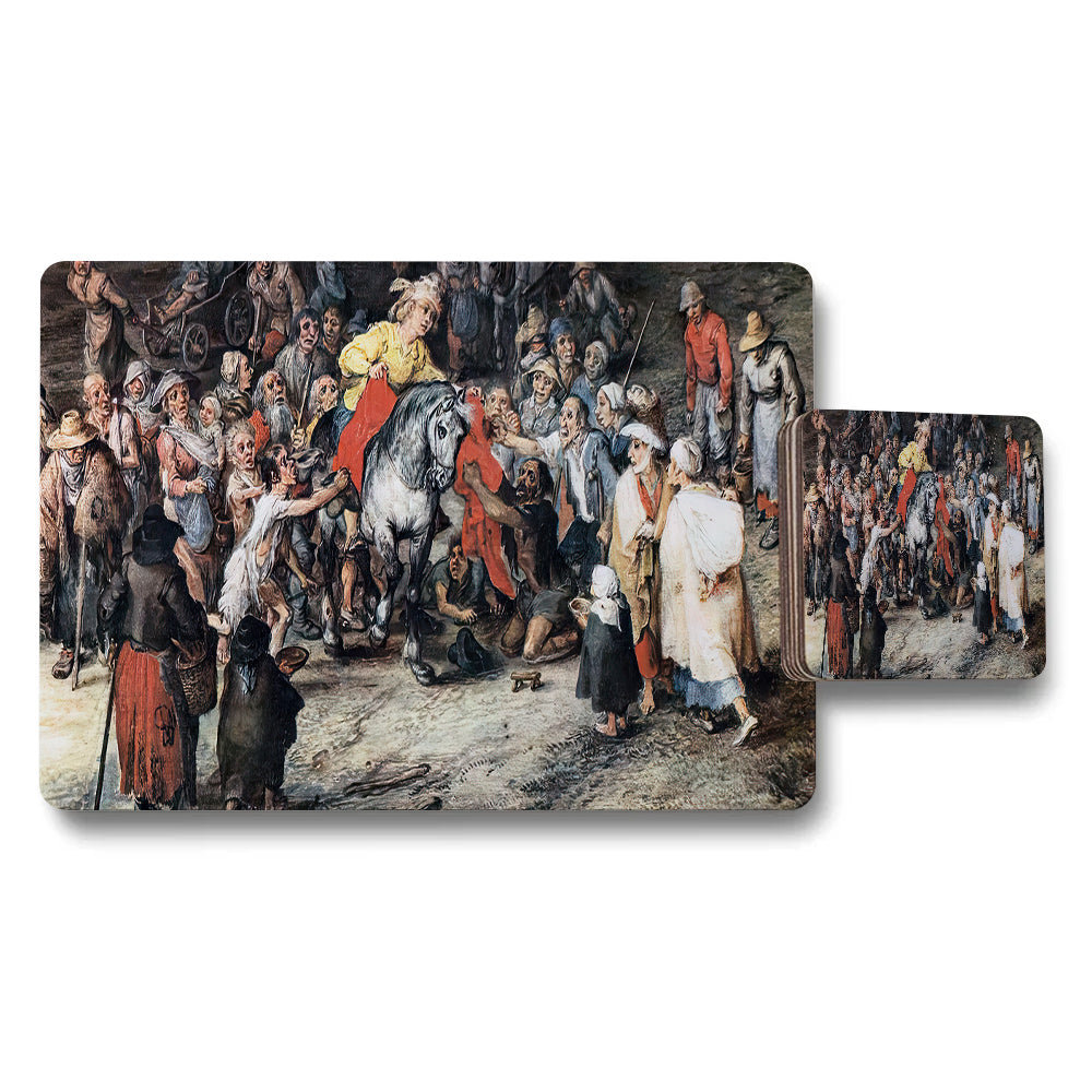 Placemat And Coaster Set Featuring Historic Crowd Scene Artwork