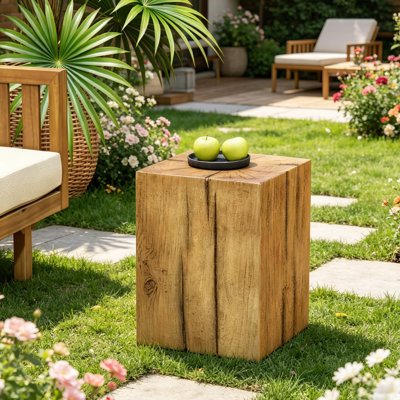 Wood-Look Square-Column MGO End Table