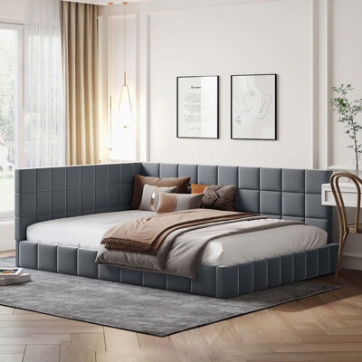 Lit plateforme double tapissier