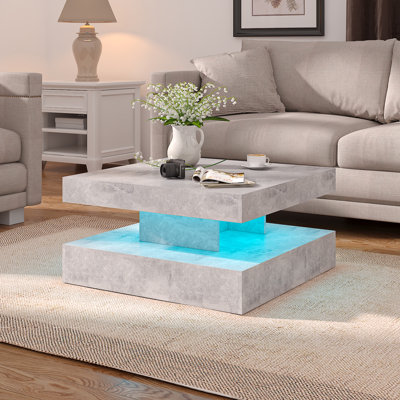 Charvez Modern Square High-Gloss LED Coffee Table with Storage