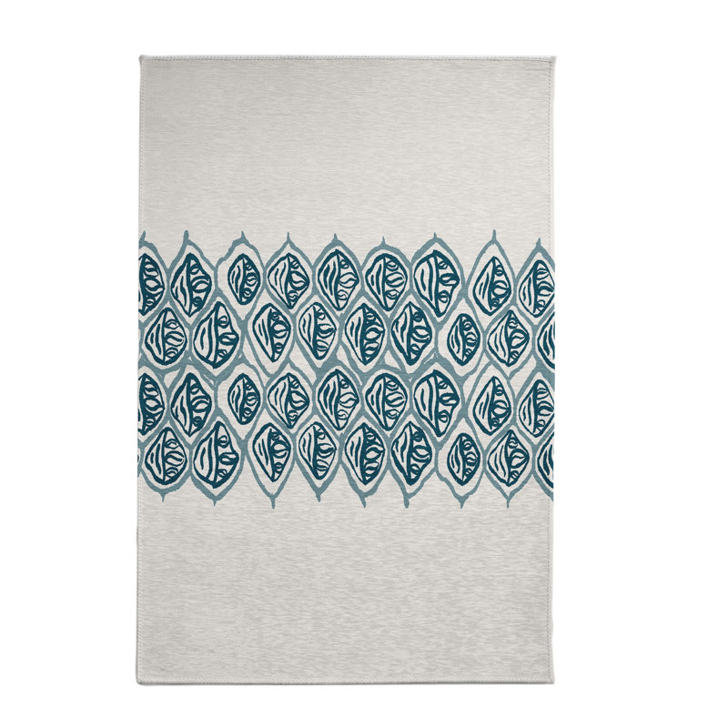 Bleu sarcelle/Tapis décoratif Ivoire, Rectangle 2 pi x 3 pi