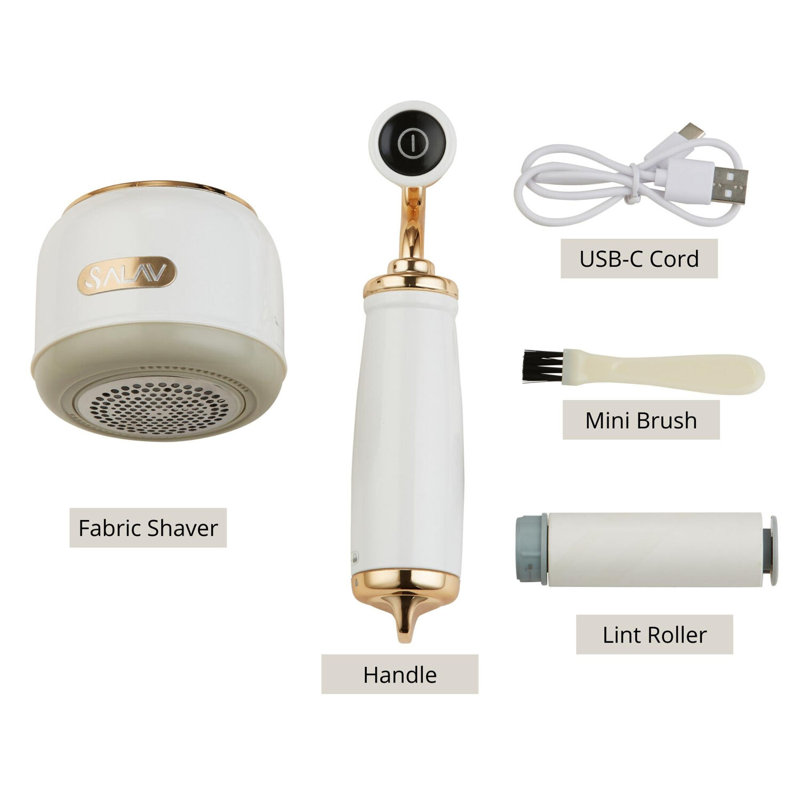 SALAV LR-900 Retro Edition Fabric Shaver + Lint Roller, Titanium, Pearl