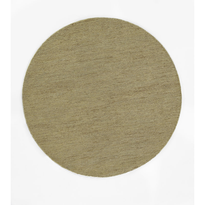 Tapis en jute / laine tissé à la machine Azyaa, Brun, Rond 6 pi