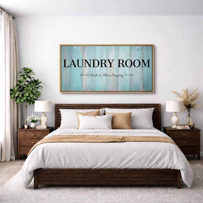 "Laundry Room", "Fresh & Clean Everyday Extra Large", impression sur toile encadrée, H 30 po x l 60 po x P 1,5 po, Naturel