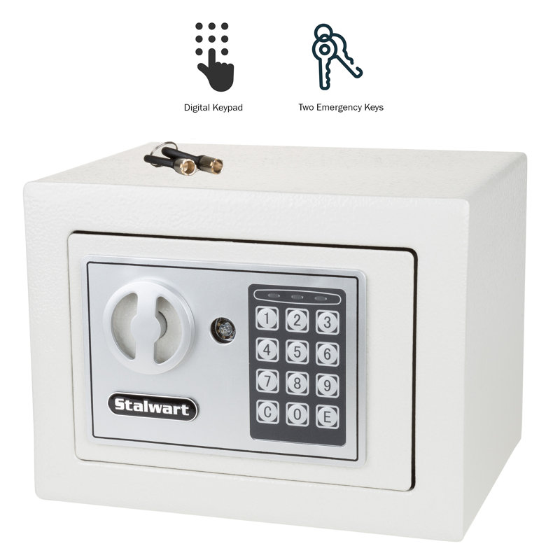 Compact White Steel Digital Security Safe with LED Display
