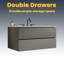 Meuble-lavabo mural gris de 36 po avec lavabo en céramique et trois trous de robinet, grand meuble-lavabo flottant avec rangement pour salle de bain moderne, KD