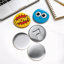 Button Maker Supplies 50 Sets 2.95 in / 75 mm Magnet Button Parts, with Magnetic and Bottle Opener Backs, Metal Shells, Clear Mylar Films, and Blank Circle Papers, for Home DIY, Kitchen Decor