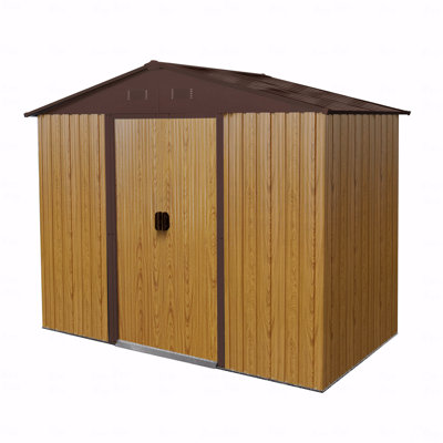 8Ft X 4Ft Outdoor Metal Storage Shed With Sliding Door And Foundation