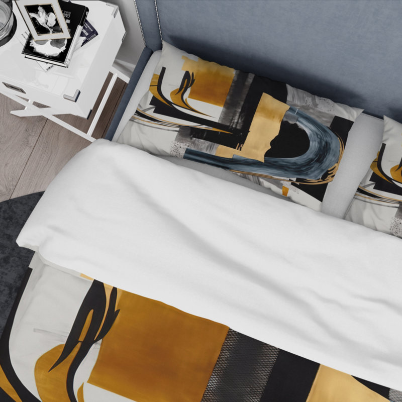 Ensemble de housse de couette en microfibre / polyester Glam Gold and Black Expression II Bedding