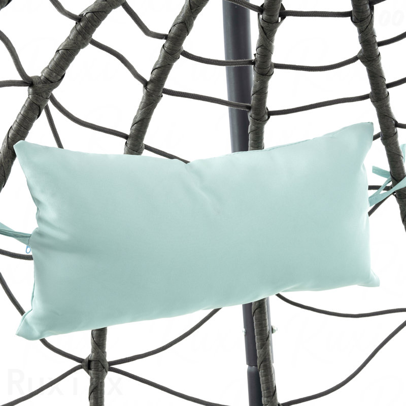 Fauteuil à œufs suspendu en osier de patio avec support, balançoire intérieure pour balcon de salon de chambre, Light Blue