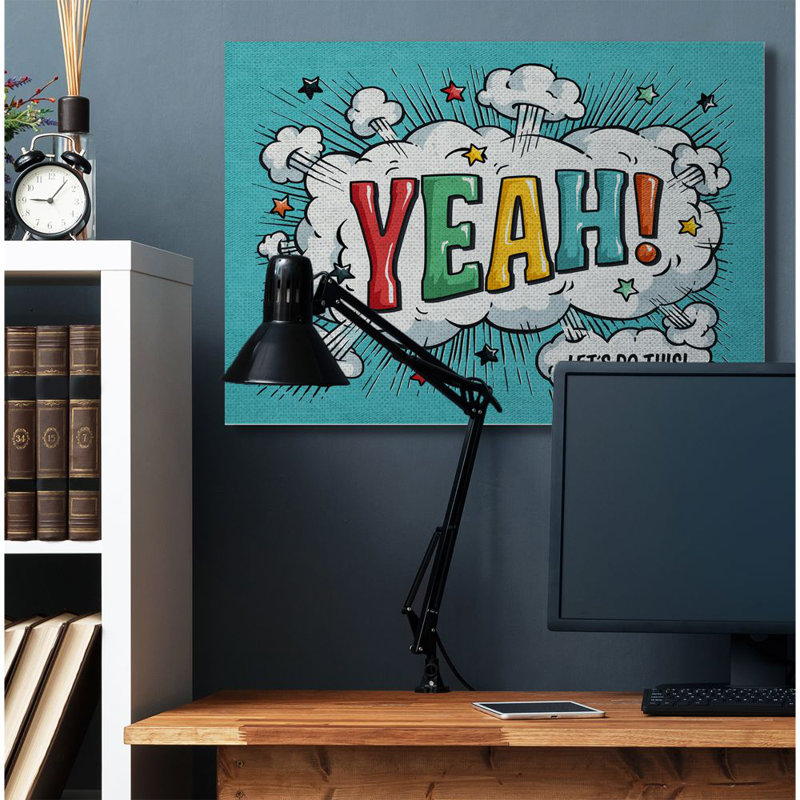 Oui! impression sur toile, "à motif bd rétro" par este kay, H 36 po x l 48 po x P 1,5 po, Toile tendue