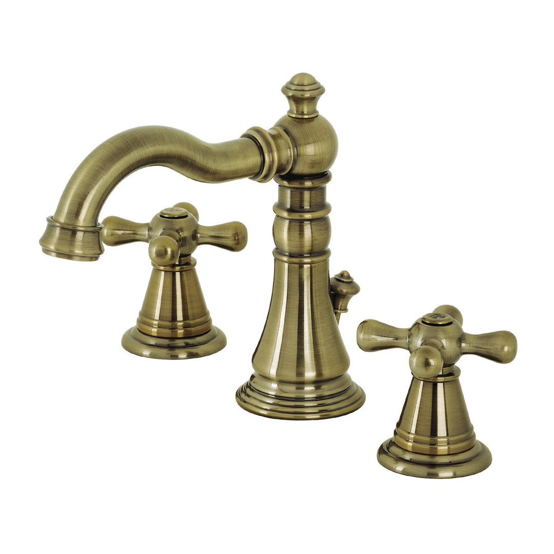 Kingston Brass American Classic Two-Handle 3-Hole Deck Mount Widespread Bathroom Faucet with Pop-Up Drain Kingston Brass 