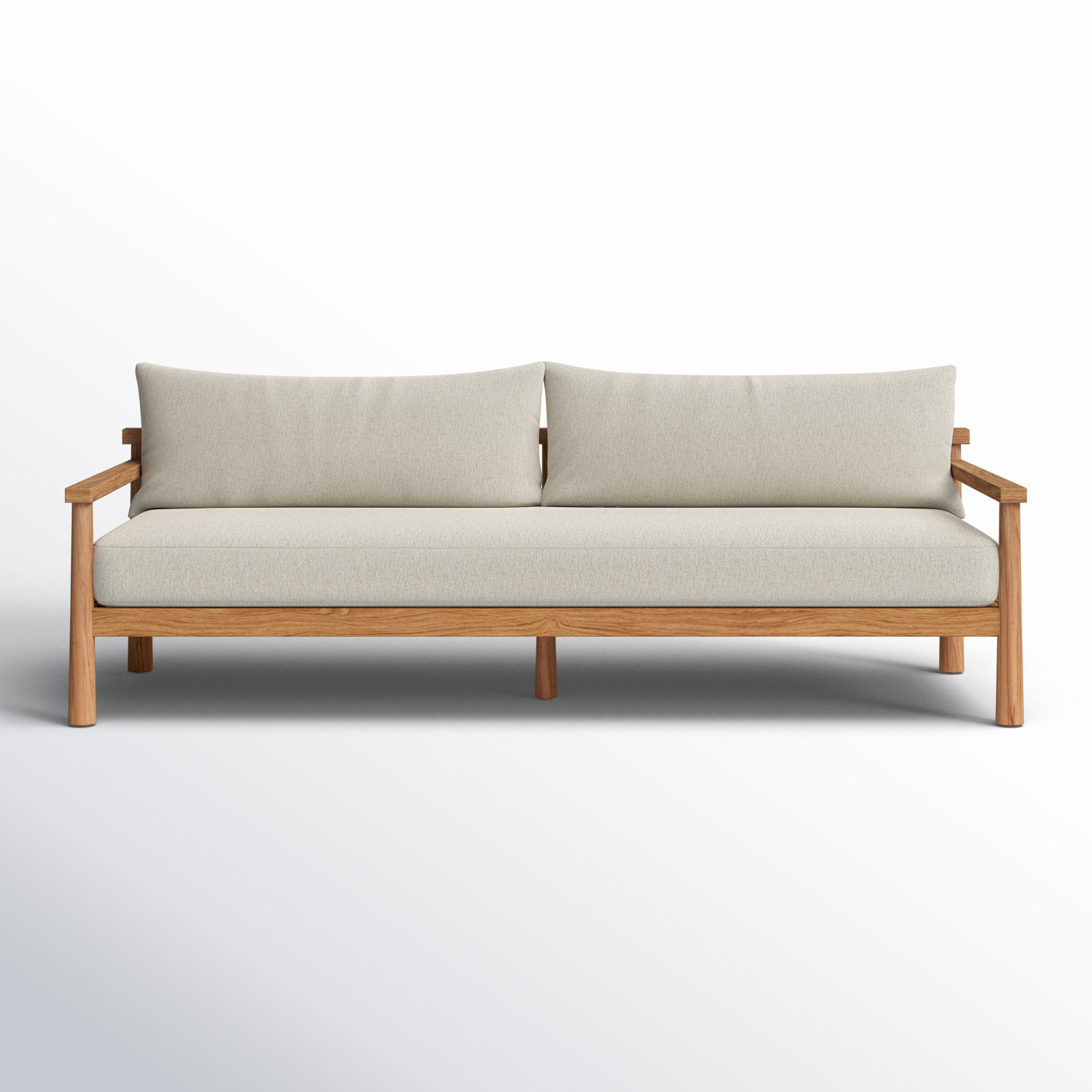 Naria 96'' Wide Rectangle Teak Patio Sofa with Cushions