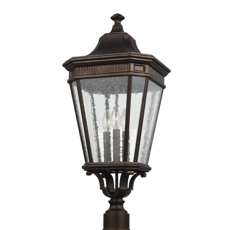 Cotswold Lane Small Post Lantern from Generation Lighting , 9.5" H x 9.5" W x 22.37" D, Grecian Bronze