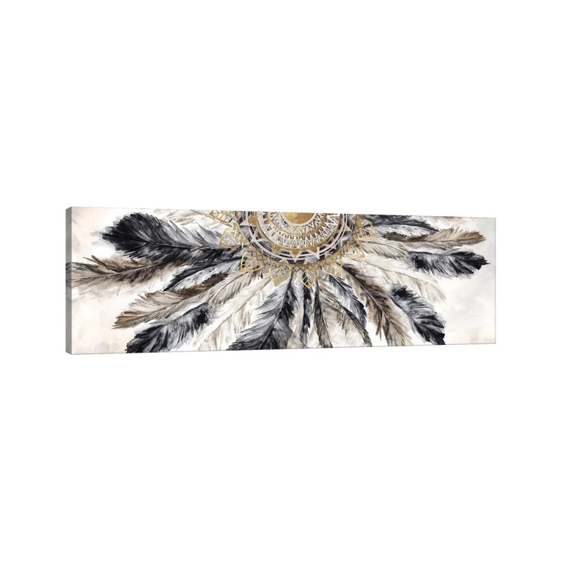Collier de plumes I - Estampe numérique sur toile tendue avec châssis, H 12 po x l 36 po