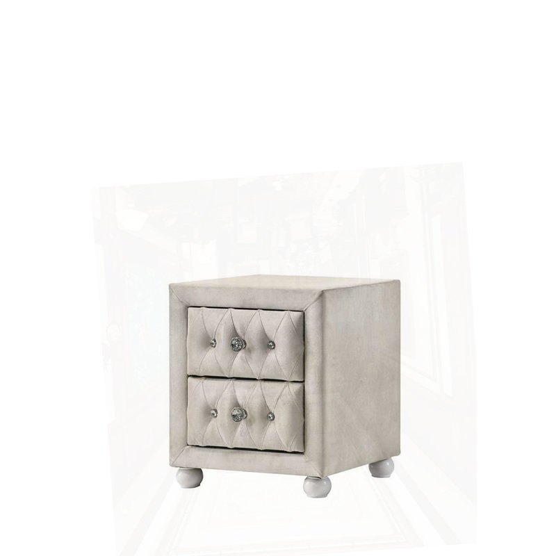 Table de chevet beige en tissu
