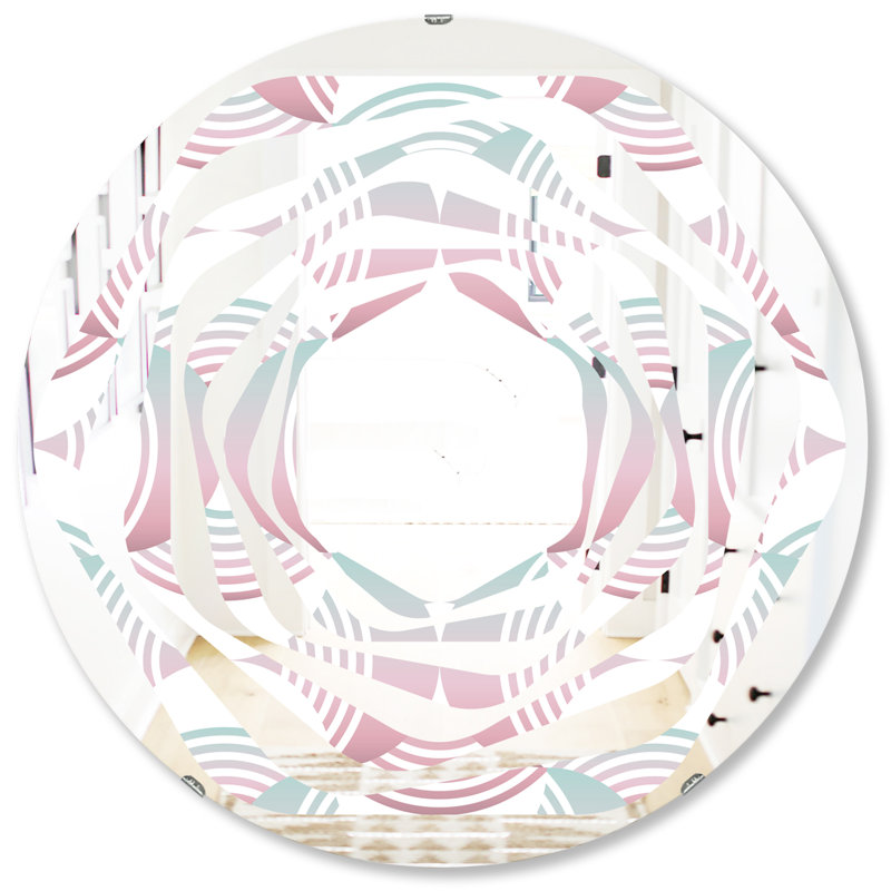 Miroir mural Whirl Coastal, 31,5 po x 31,5 po, Motif géométrique abstrait I