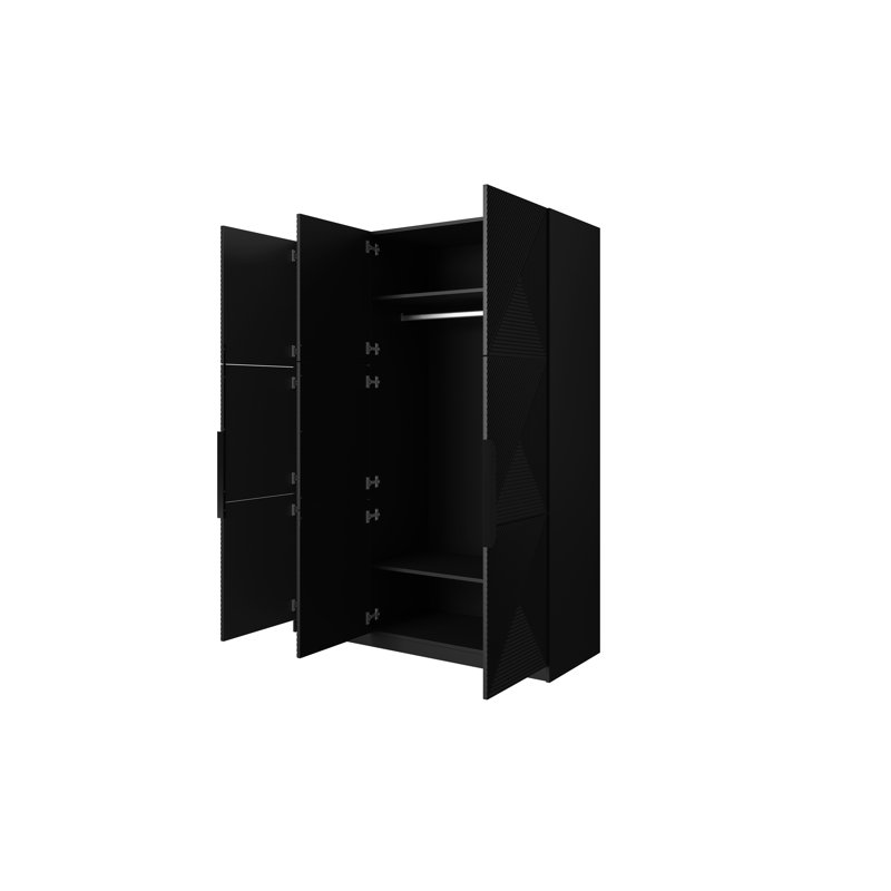 Mykila Wardrobe 150 3d, Black Matt