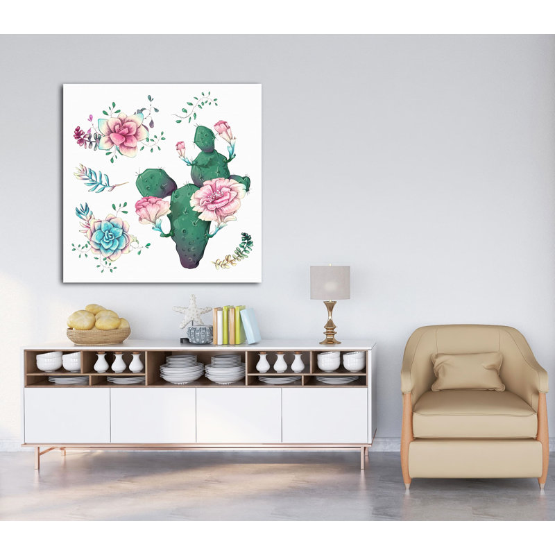 " Cactus Flowers 761 ", 16" H x 16" W x 1.5" D