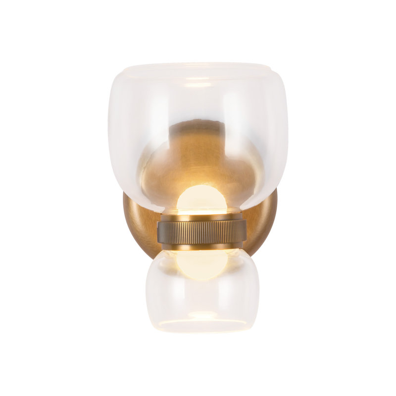 Sutton 8-in Black dimmable LED Bathroom Vanity Light, Class Glass, Antique Brass